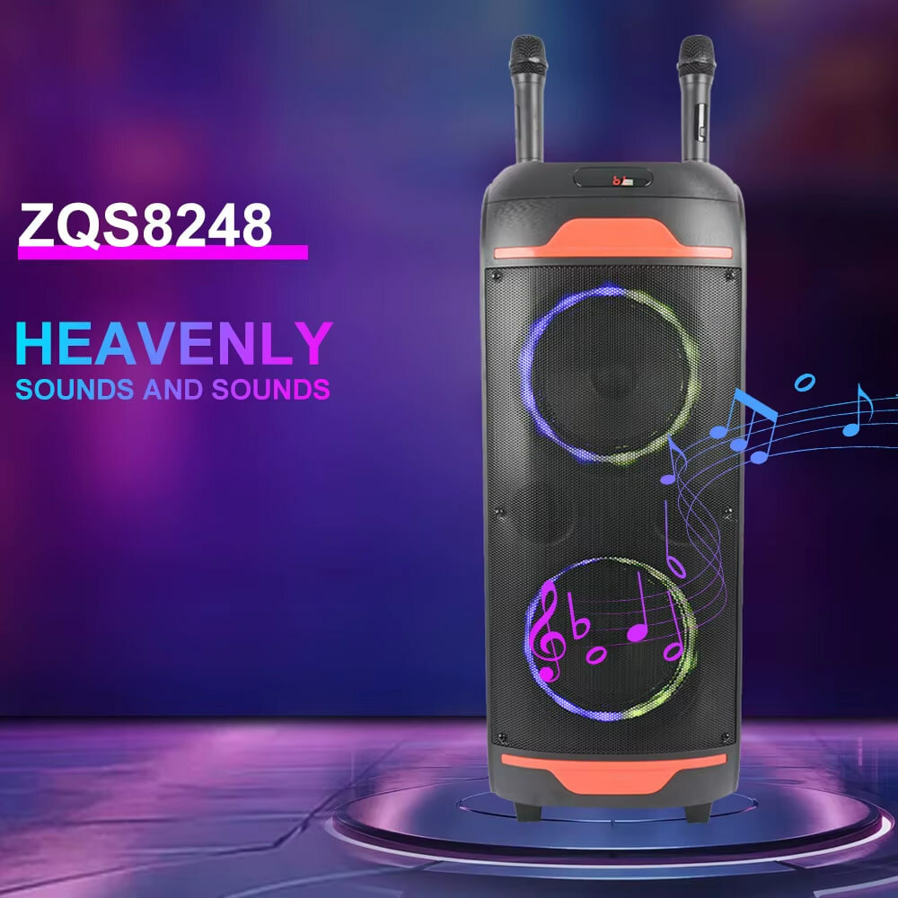 Профессиональный беспроводной караоке-динамик ZQS8248 с двойным микрофоном