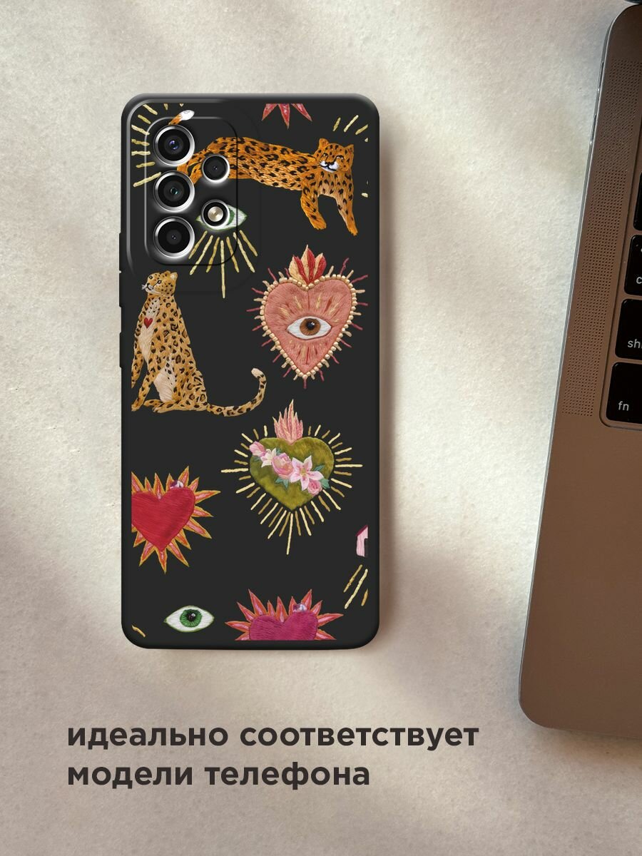 Черный матовый чехол на Samsung Galaxy A53 / Самсунг Галакси А53 с принтом "Сюрреализм паттерн" — фото 1