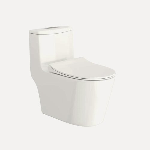 Изображение товара Унитаз-моноблок напольный Teymi Solli T41101 с микролифтом, безободковый, антивсплеск, фарфоровый, белый, глянцевый, овальный, с нижним подводом, сиденье для унитаза в комплекте