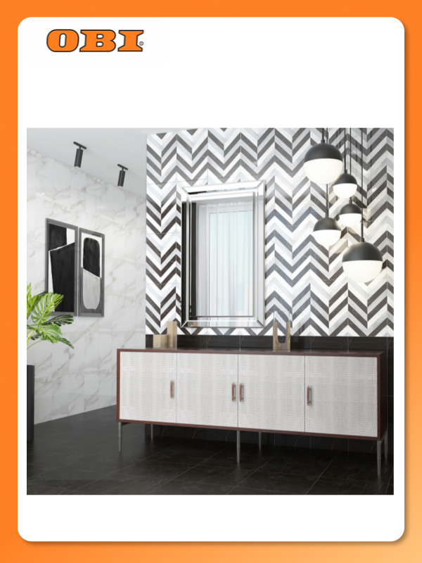 Керамический декор Керамин Пантеон чёрно-белый греометрия 40x275 см