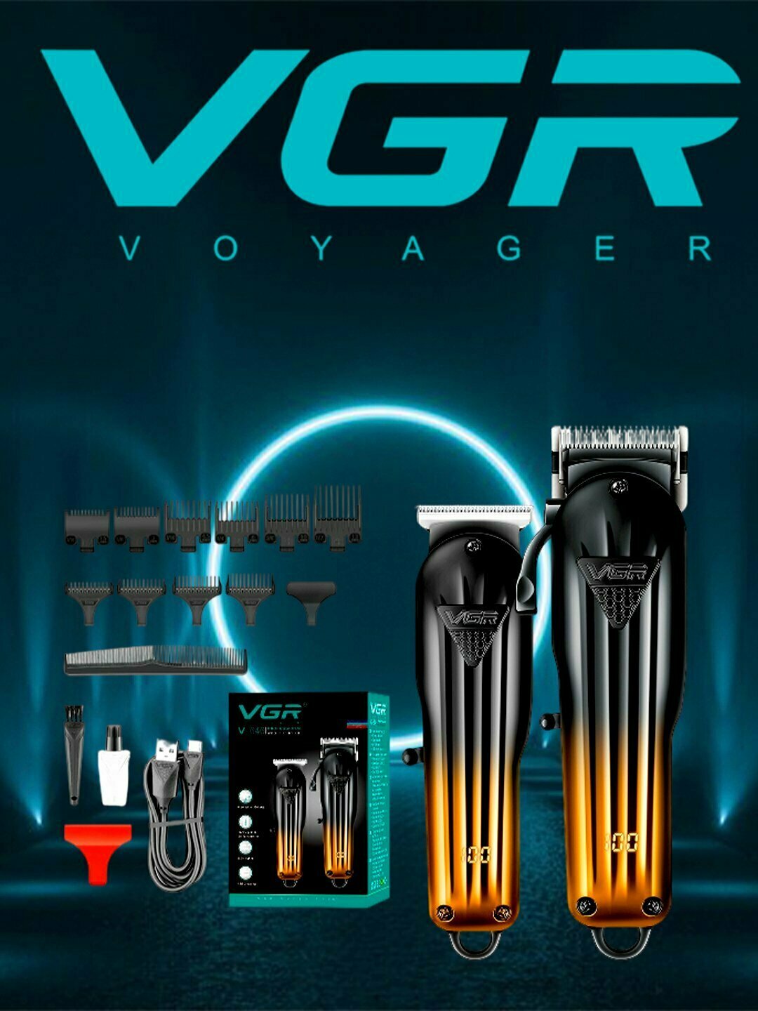 Машинка для стрижки VGR V-646, питание от USB, нержавеющая сталь