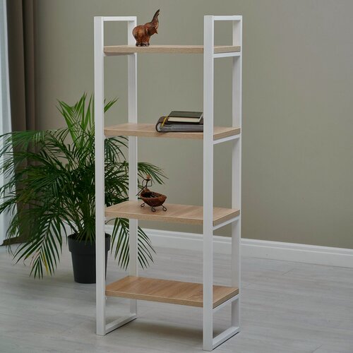 Изображение товара Стеллаж "Лофт" Мебельная Фабрика Юдиных, дуб сонома, белый, ЛДСП, металл, 60x150x34,5 см
