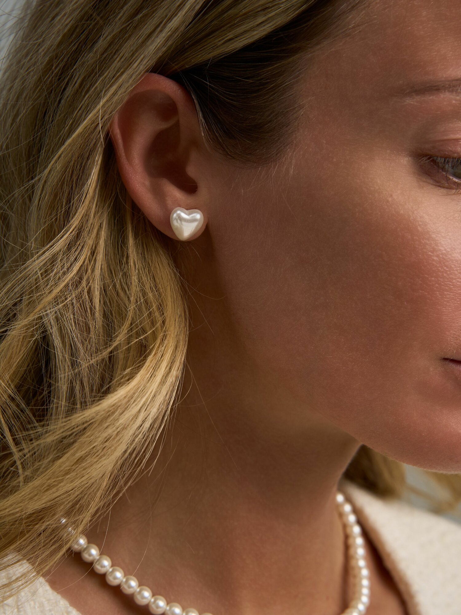 Серьги, белый, золотой — фото 1