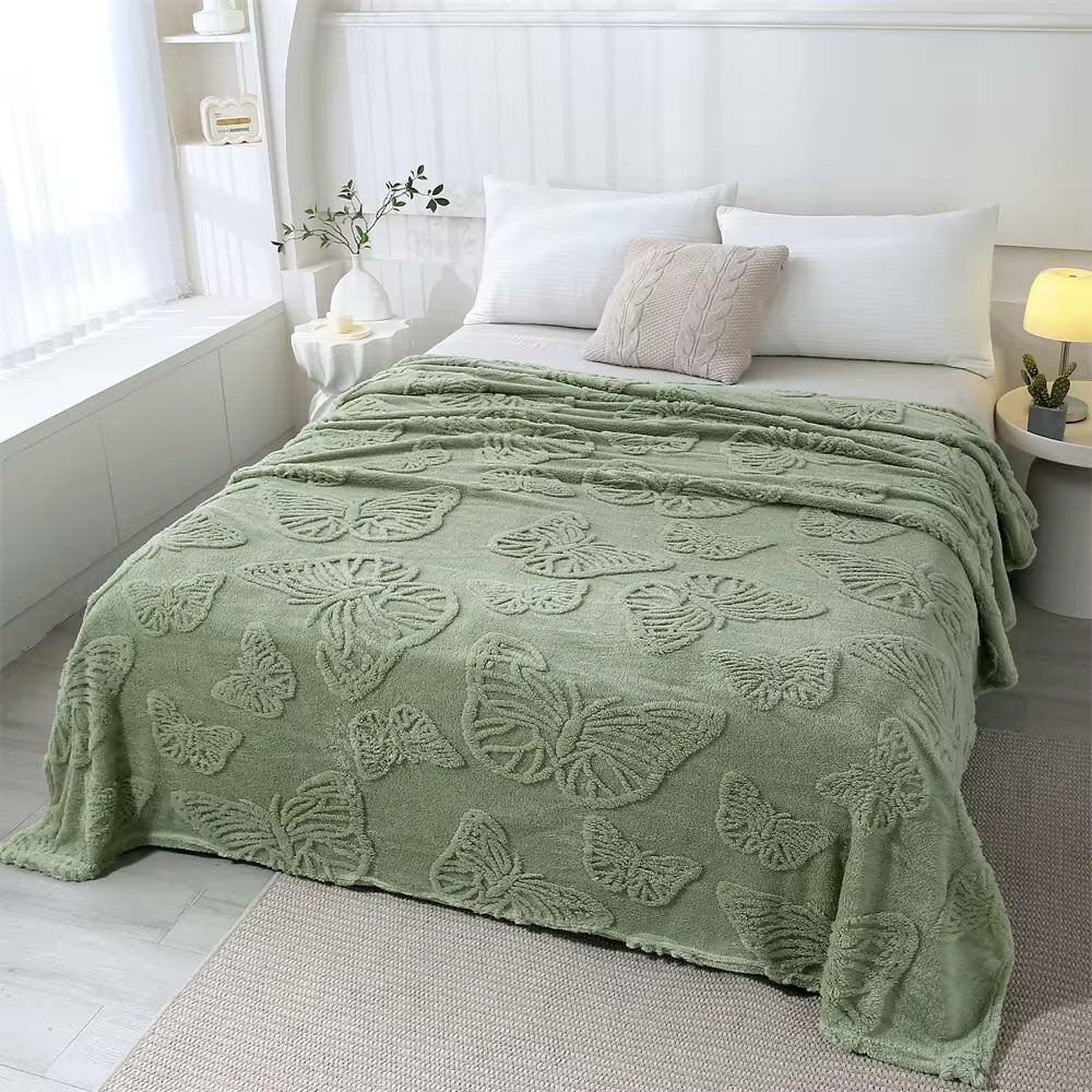 Плед зимний, Зимнее одеяло, клетчатое покрывало с бабочками, клетчатое покрывало, 200 * 235 см