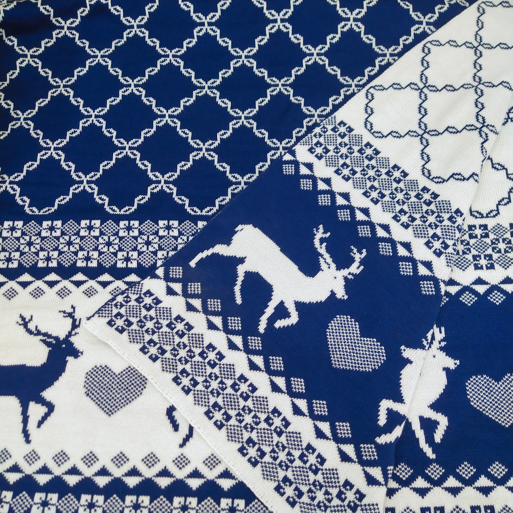 Новогодний, подарочный, вязаный, красный Плед, 100х160, 100% акрил, — фото 1