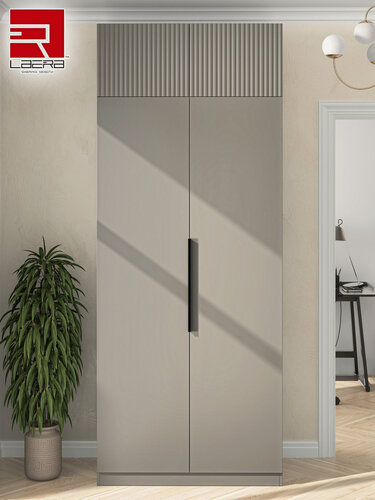 Изображение товара LAERA Шкаф распашной с антресолью для одежды со штангой 100х52х240 мыло глиняно-серый