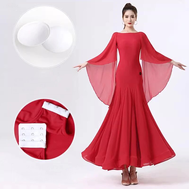 Женское бальное платье из шифона и кружева Красный, М, red