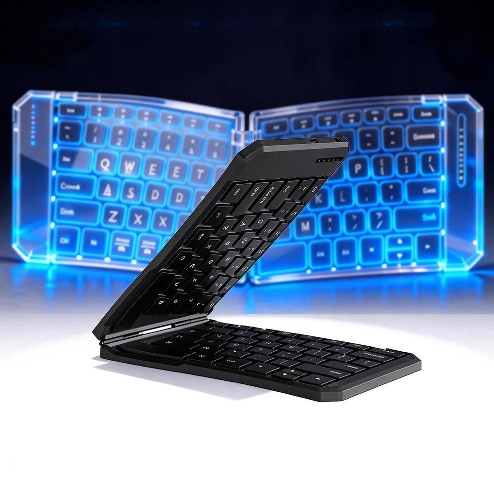 Портативная Bluetooth клавиатура 3 в 1(IOS/Android/Win), V-образная эргономичная раскладка, серая