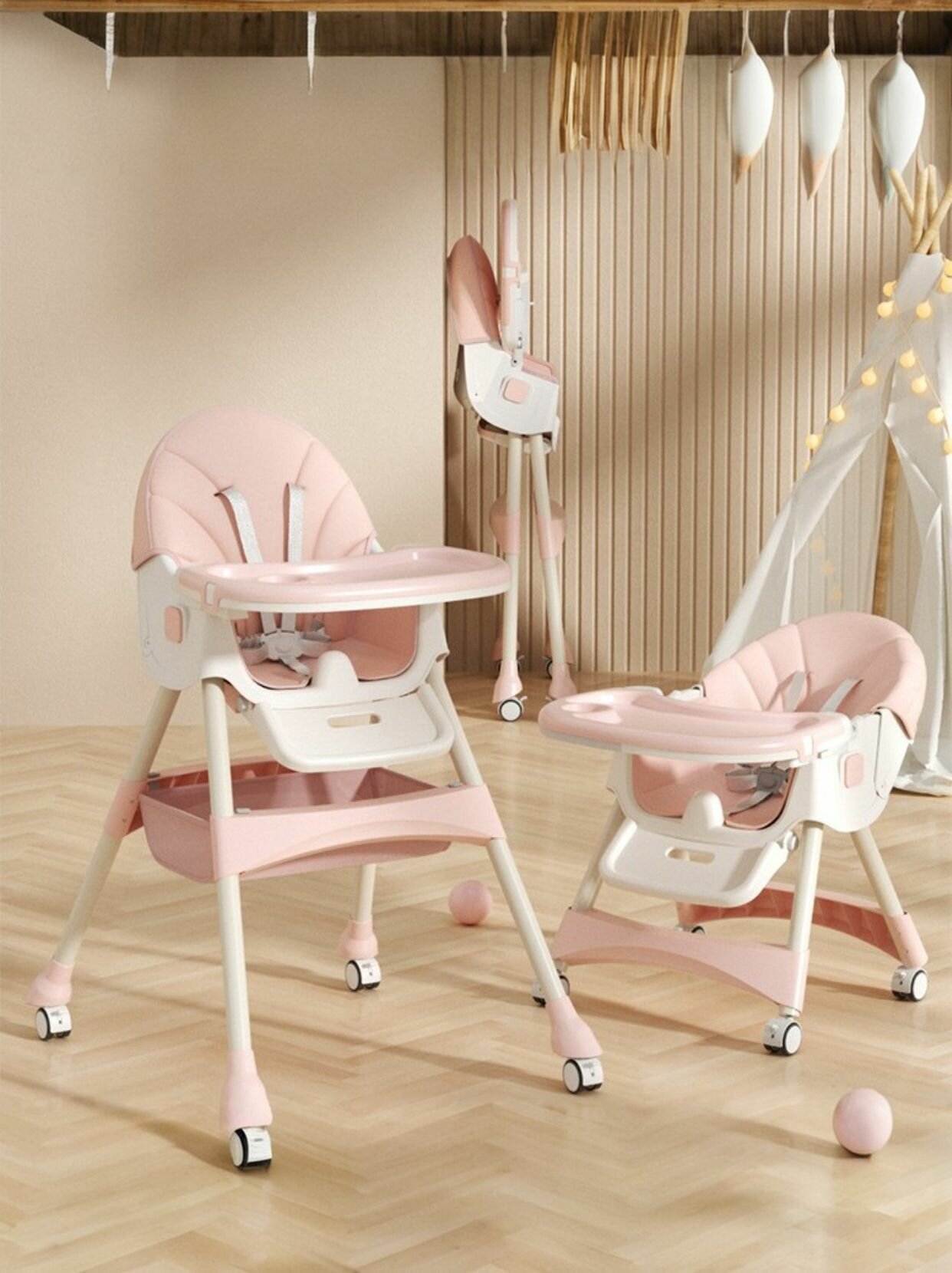 Стульчик детский, экокожа, многофункциональный, регулируемый, 2 в 1