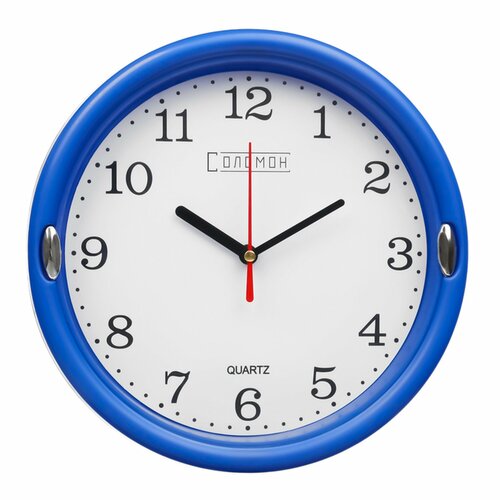 Часы настенные Соломон кварцевые с секундной стрелкой синие 23 см 644₽