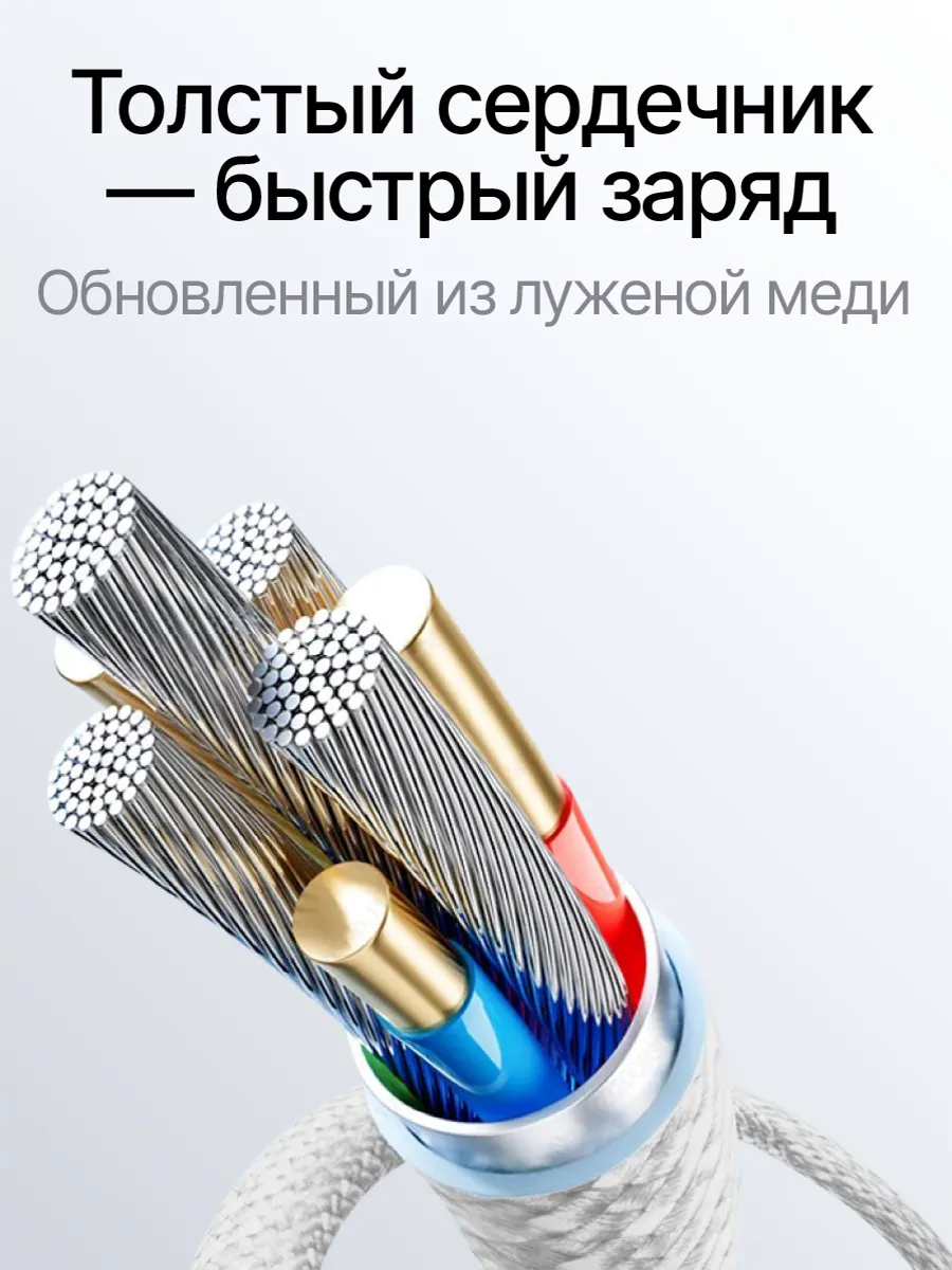 Кабель type-c type-c 60W для зарядки android и Iphone 16 15 17 — фото 1