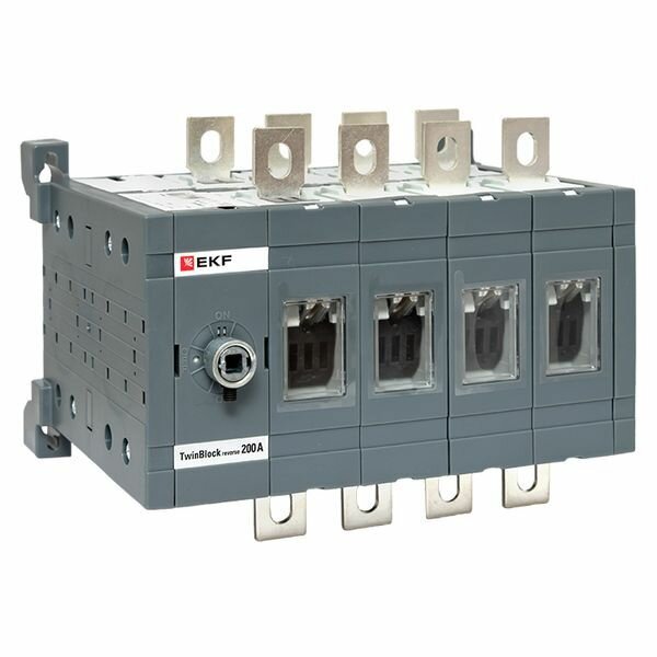 Рубильник 4п 200А реверсивный без рукоятки управления TwinBlock, EKF TB-S-200-4P-REV (1 шт.)
