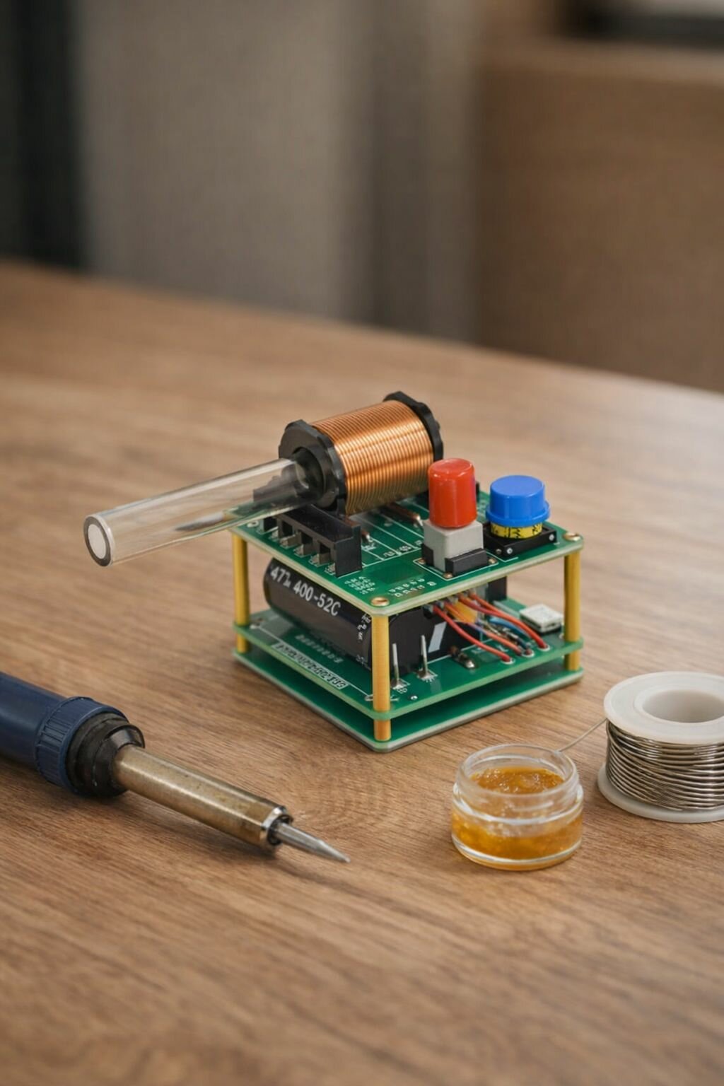 Набор для самостоятельной сборки и пайки (конструктор) "Электромагнитная мини пушка без корпуса" (. Ф)