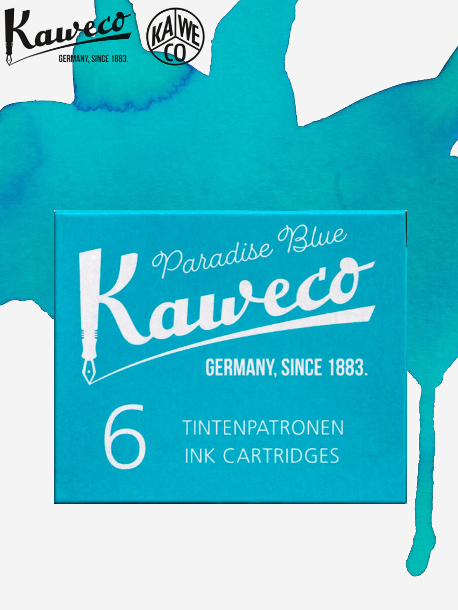 Набор картриджей для перьевой ручки KAWECO Paradise Blue 6 шт. в картонной упаковке