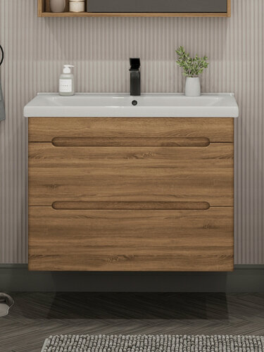 Изображение товара Тумба подвесная SanStar Diva 70 с раковиной Фостер 70 (комплект) для ванной комнаты, Gold Craft