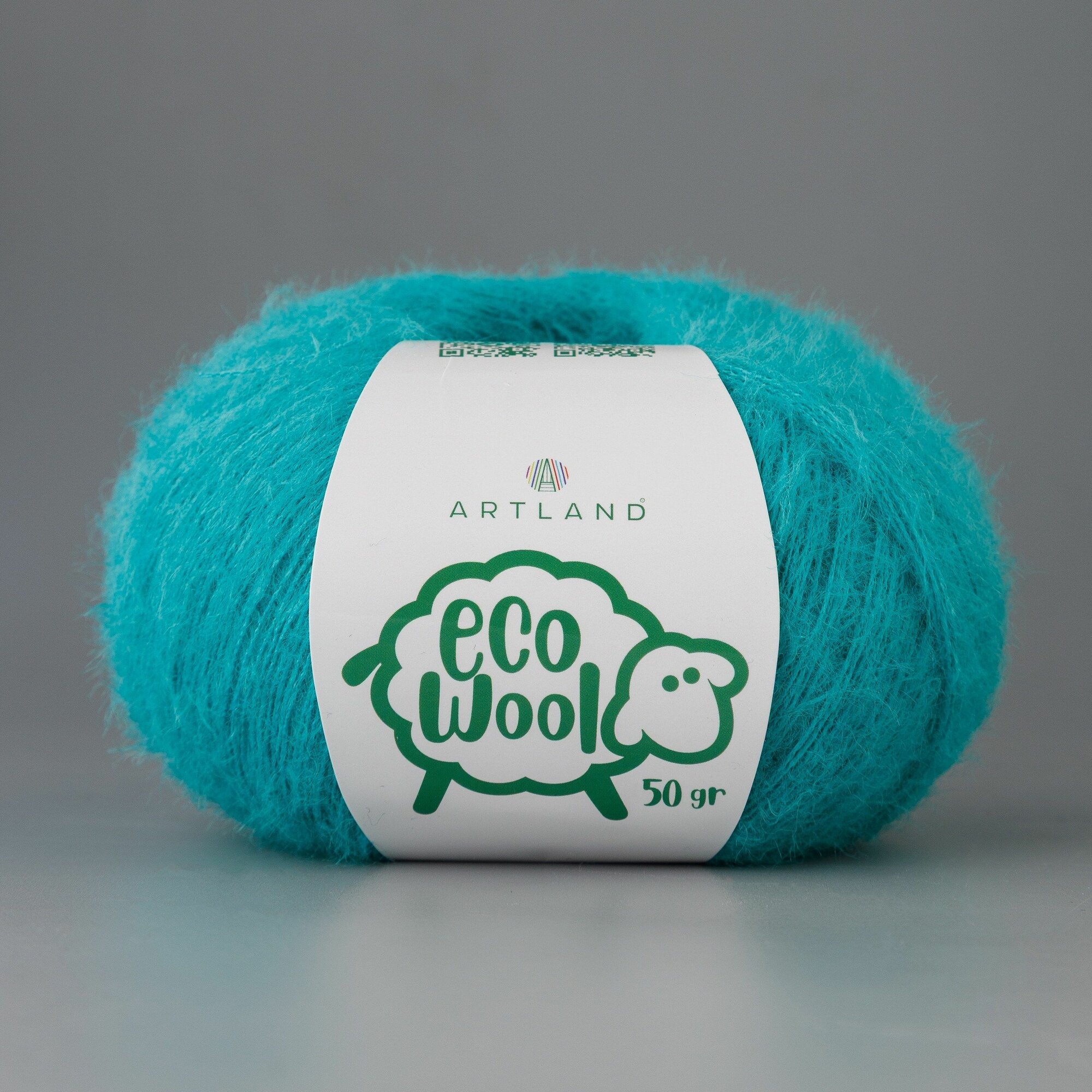 Пряжа для вязания Eco Wool Artland 1 моток (380 м, 50 гр), цвет 33 зеленая бирюза