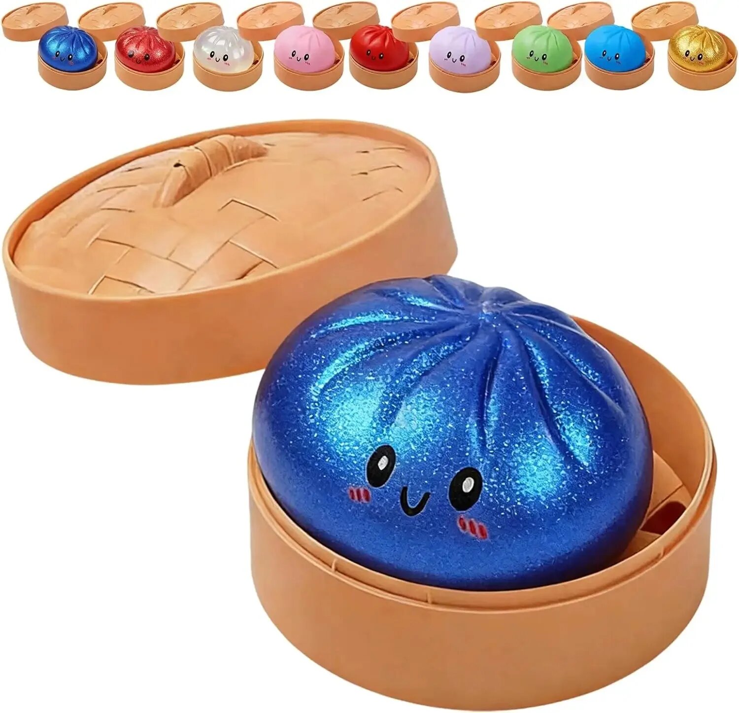 Сенсорный антистресс пельмень, синий, Glitter Dumpling