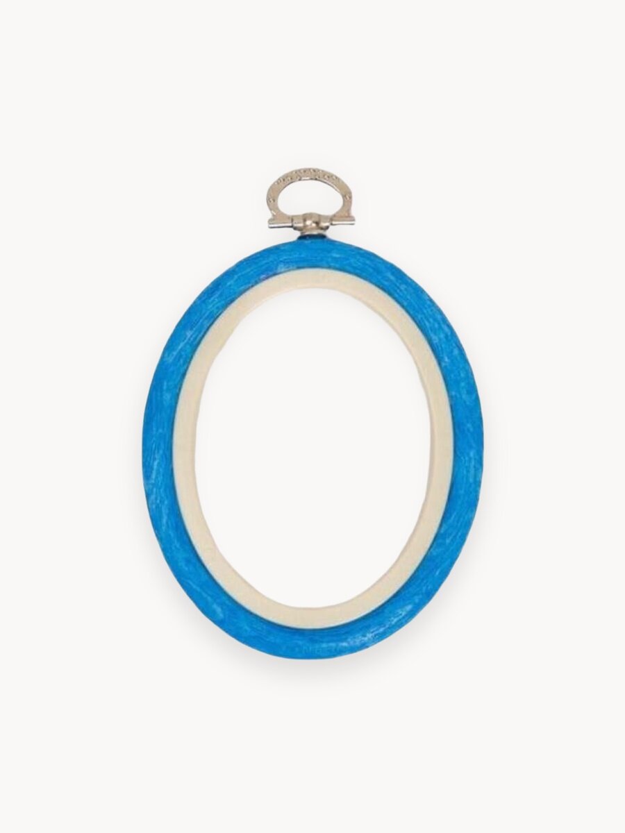 230-6/голубые Пяльцы-рамка Nurge овальные каучуковые с подвесом, высота обода 8мм, диаметр 85*105мм