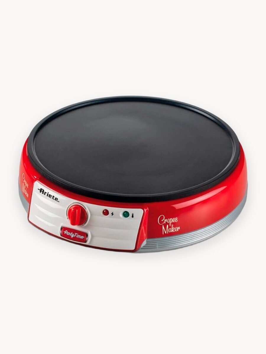 Блинница Ariete Party Time, красный, 1000 Вт, антипригарное покрытие, 2 лопатки в комплекте (00C020200AR0)