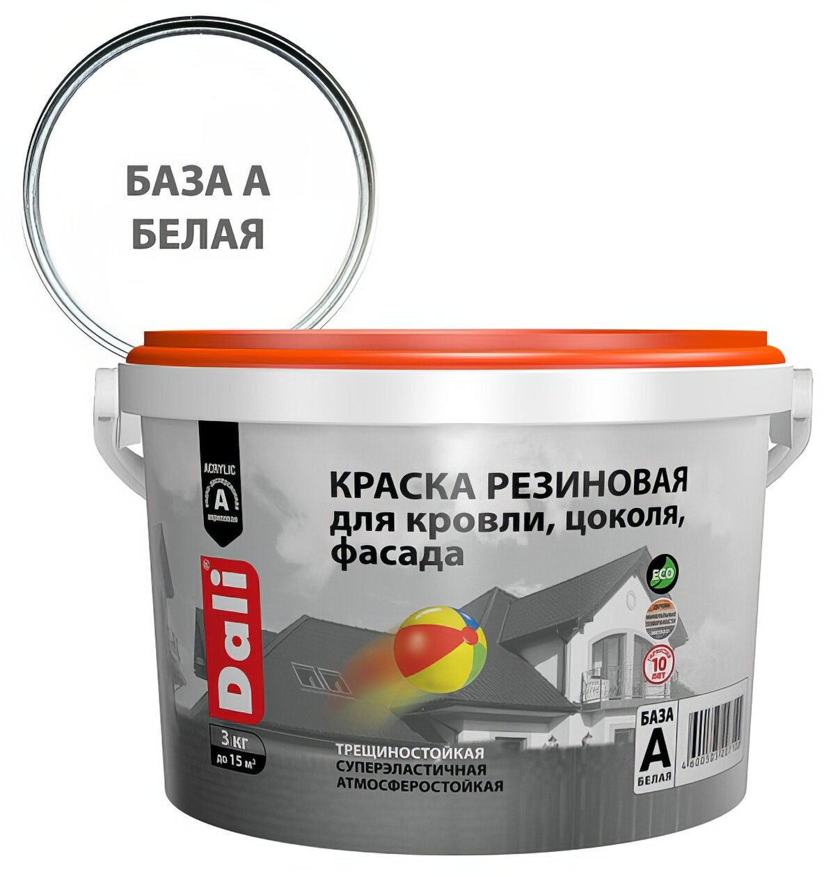 Краска акриловая DALI резиновая 3кг белая