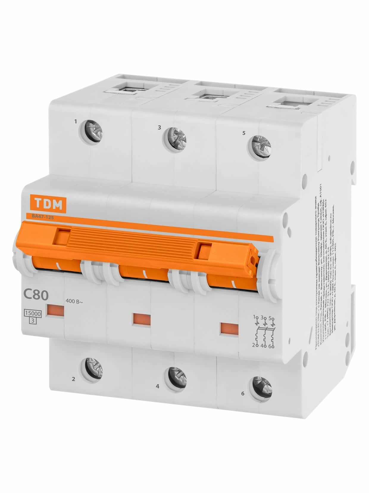 Авт. выкл. ВА47-125 3Р 80А 15кА х-ка С TDM