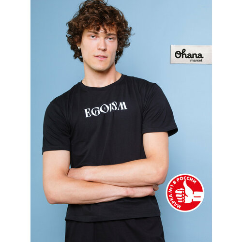 фото Футболка ohana market мужская базовая, размер 48, черный