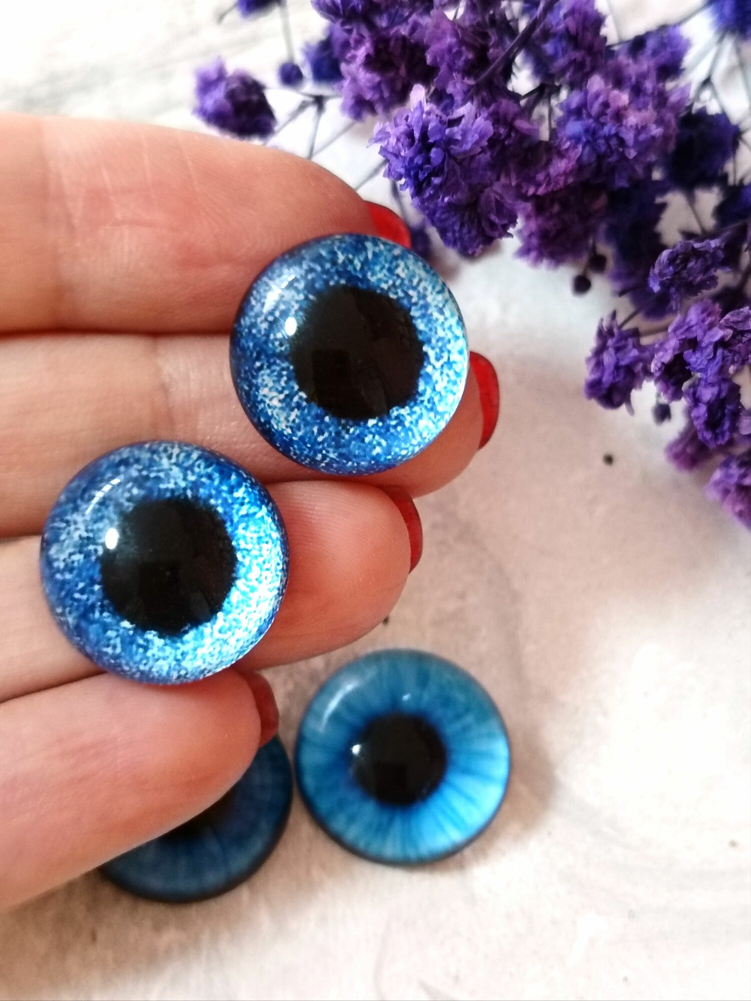 Глаза стеклянные кабошоны для игрушек 18мм 2 пары — фото 1