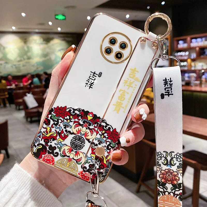 Силиконовый ремешок для запястья Redmi Note9 5G Elegant White Auspicious с шнурком - премиум защита от падения