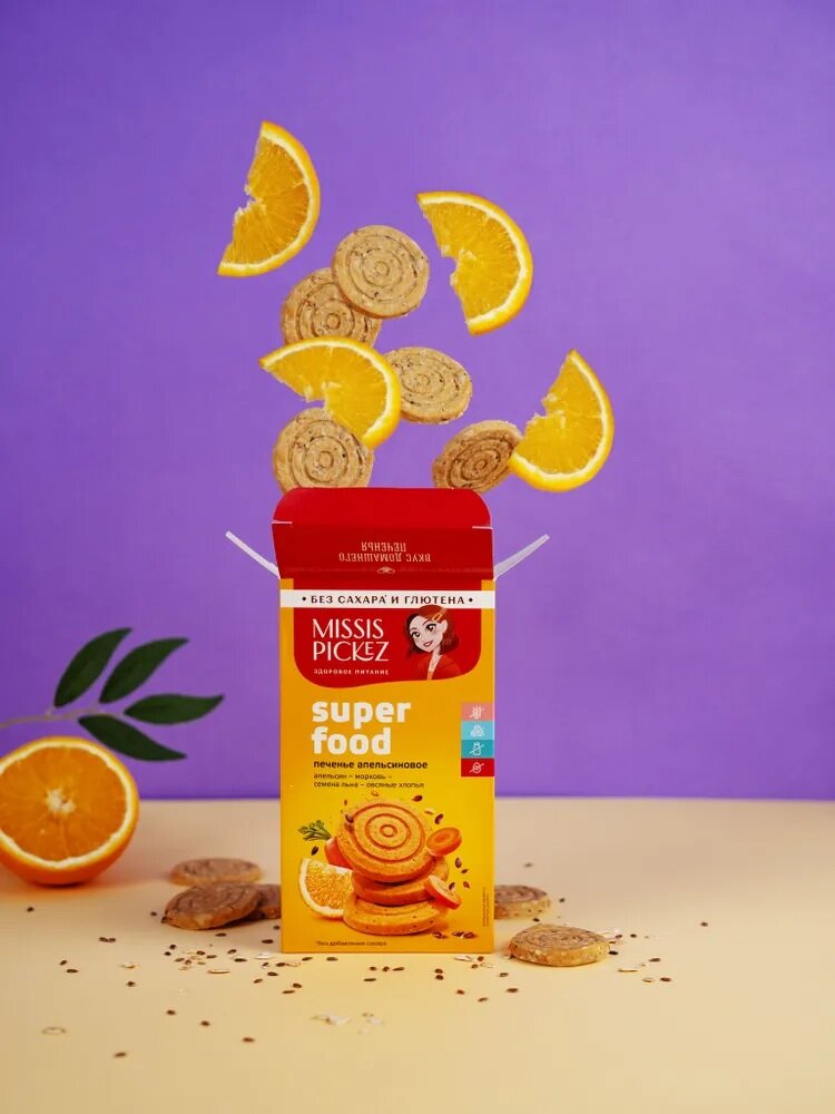 Печенье Missis Pickez, апельсиновое, без сахара, без глютена