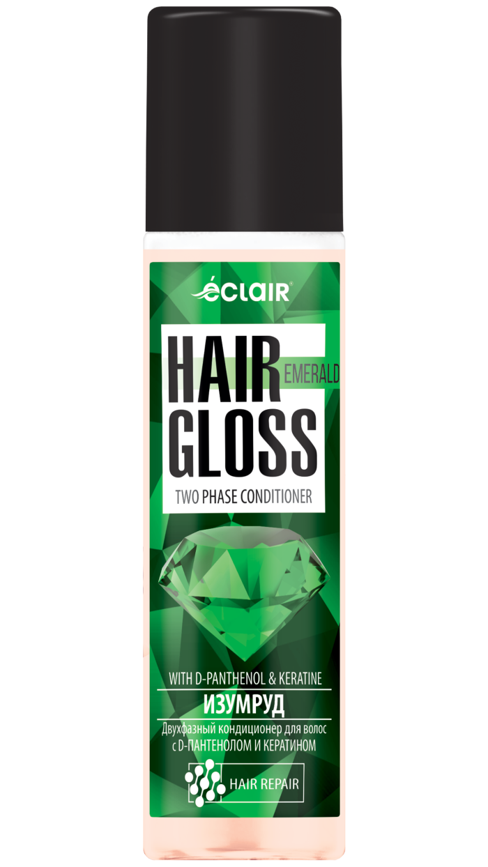 Кондиционер для волос ECLAIR Hair Gloss "Изумруд", защита цвета, для всех типов, 200 мл