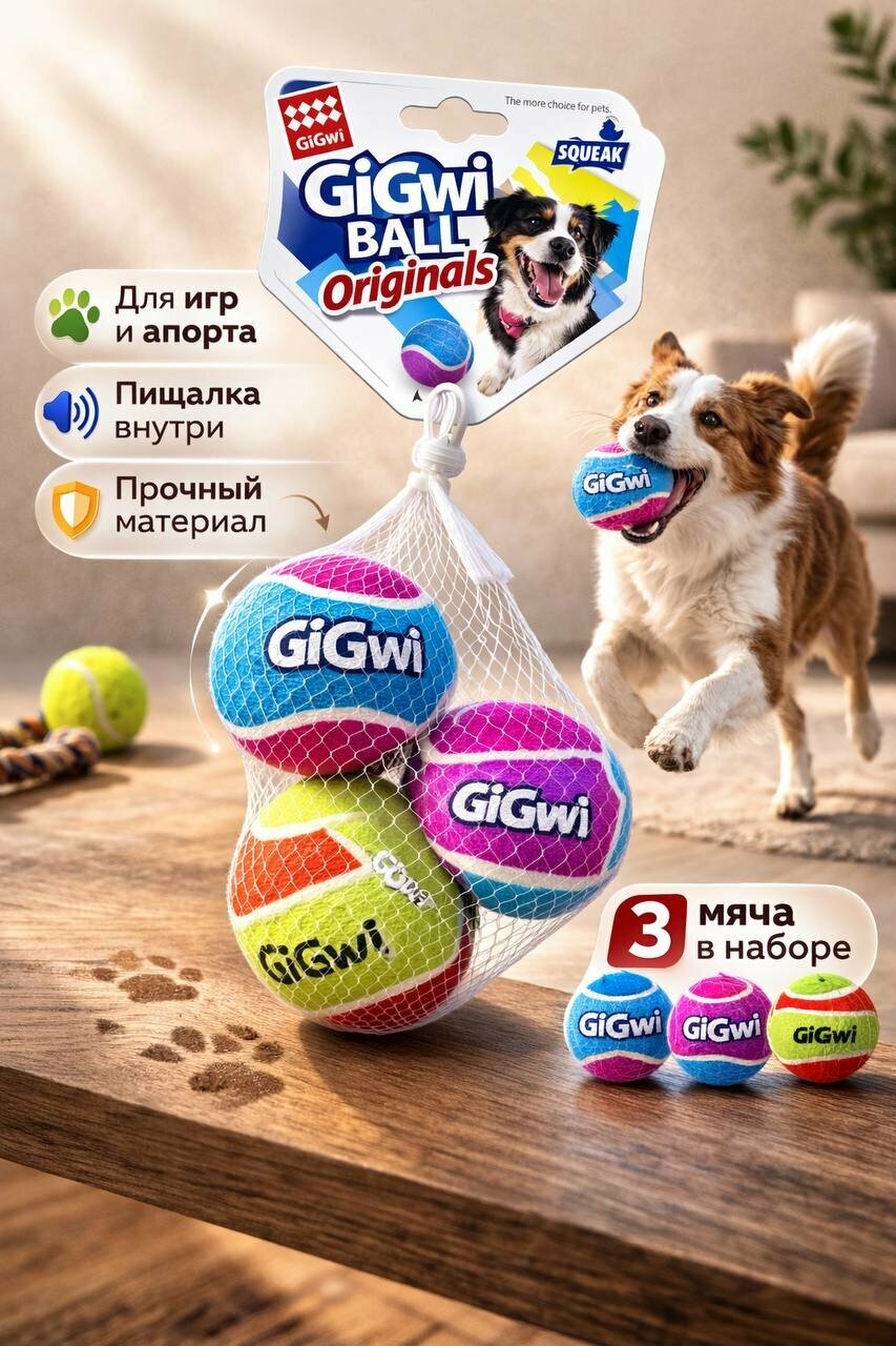 Игрушка для собак в виде мячика в комплекте 3 штуки, для веселой игры