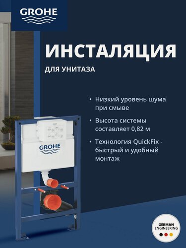 Изображение товара Система инсталляции для унитаза GROHE Rapid SL (0,82 м) для монтажа перед стеной (38526000)