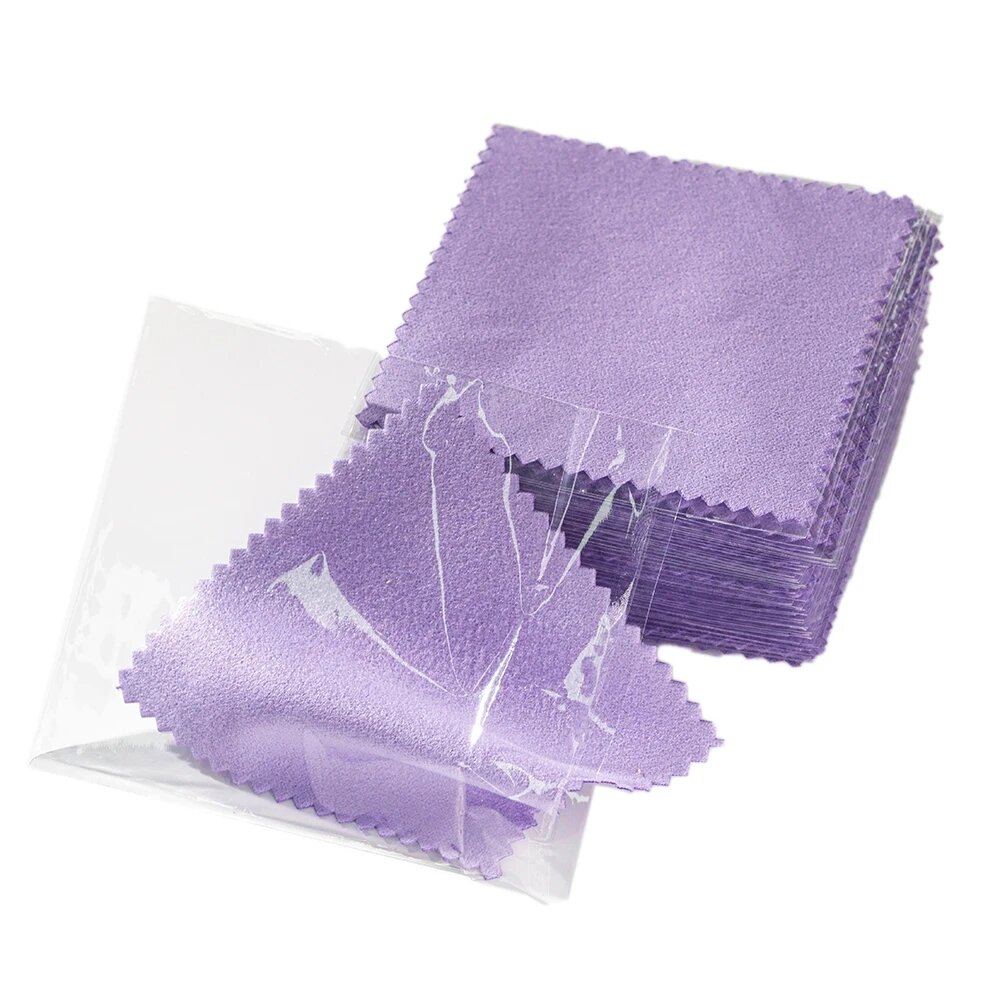 Салфетки для полировки ювелирных изделий 50 шт. Фиолетовый, D Light Purple 8x8cm