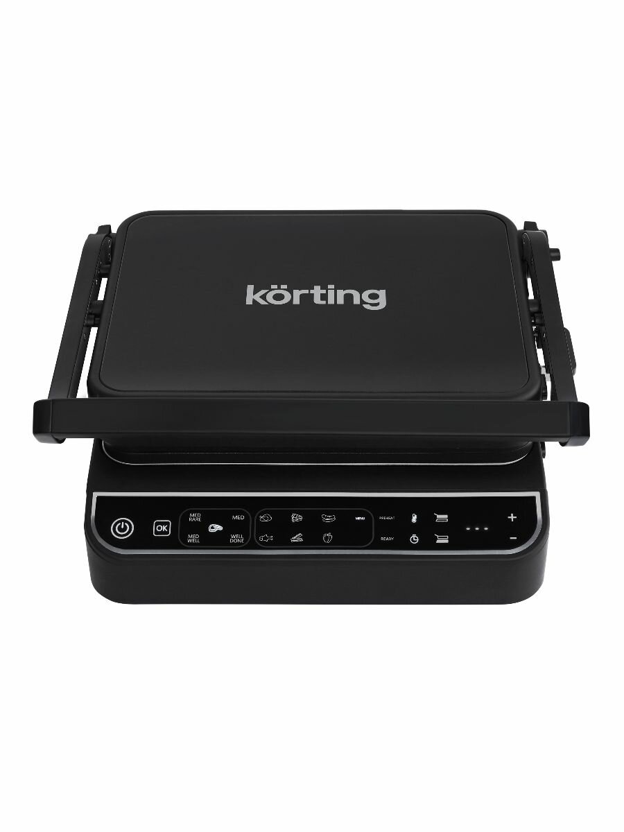 Гриль KORTING KGPA 0401 T, LED дисплей, 7 автопрограмм, нагрев от 80 до 230 градусов, 4 уровня прожарки, таймер, черный