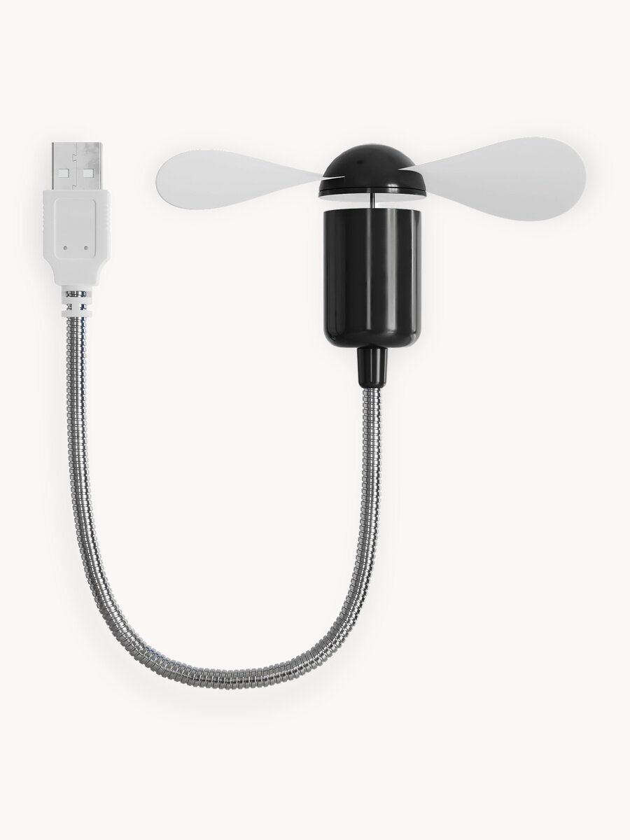 Компактный настольный мини USB вентилятор GSMIN Fan гибкий портативный, работает от PowerBank, Ноутбука, Компьютера (Черный)