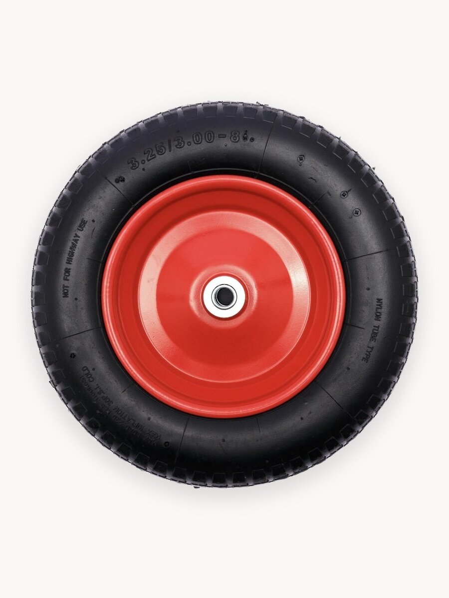 Колесо для тачки/тележки садовой/строительной PR2400 размер 13*3,25-8 20/90 мм диск сварной, красный