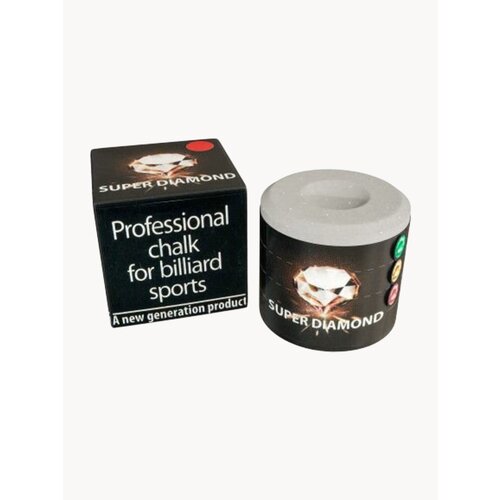 Мел для бильярда Super Diamond Grey, серый, круглый, 1 шт.
