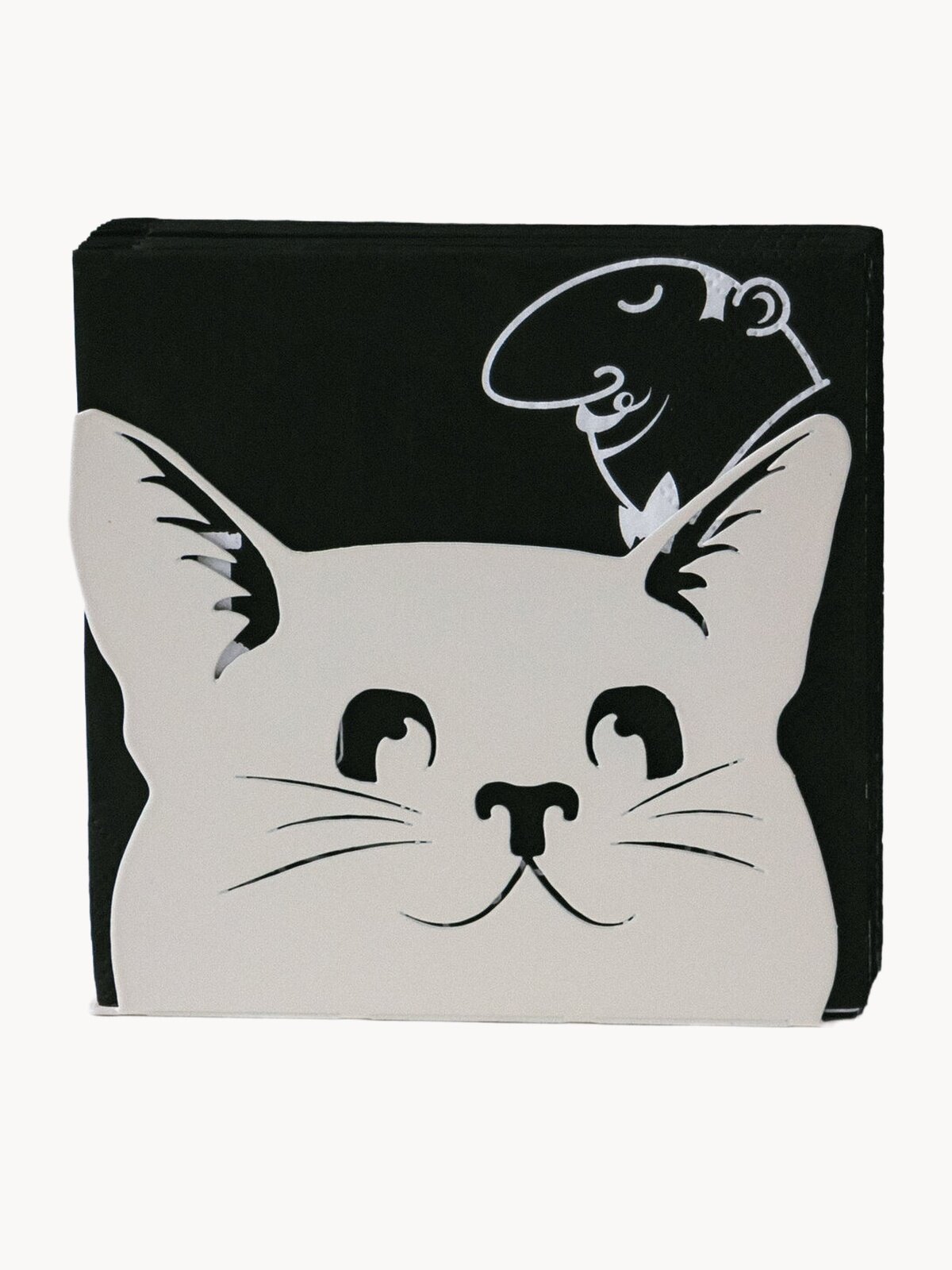 Салфетница на стол для кухни интерьерная металлическая лофт "Игривый кот" SL050-AY