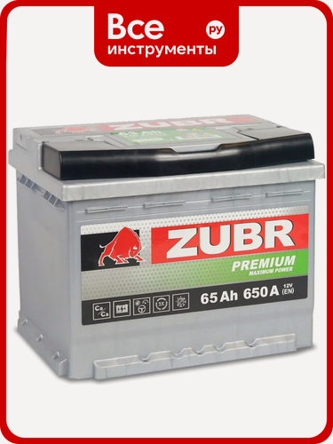 Изображение товара Аккумулятор ZUBR R+ ZP650 обратная полярность для легковых и грузовых автомобилей, кальциевый тип, стандартные клеммы