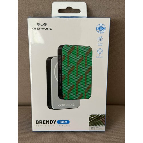 фото Внешний аккумулятор keephone kevlar brendy magsafe power bank 10000 mah для iphone, moss, зеленый