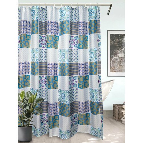 фото Штора для ванной bath plus 180x200 см тканевая provence синий