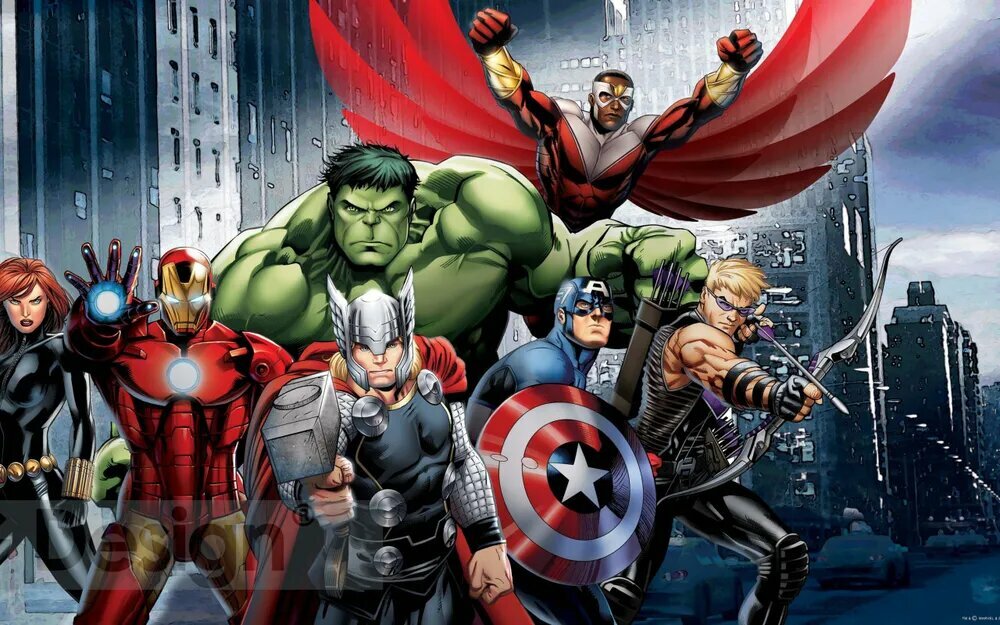 Пазлы 1000 элементов, Персонажи фильмов Marvel, Пазлы деревянные для взрослых и детей, 75x50 см
