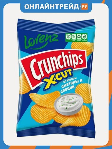 Изображение товара Чипсы Lorenz Crunсhips X-Cut cо вкусом сметаны и специй 70 г