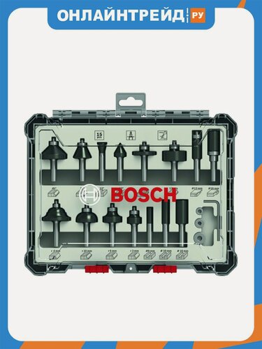 Изображение товара Набор фрез смешанный Bosch 2607017472, 8 мм, 15 шт.