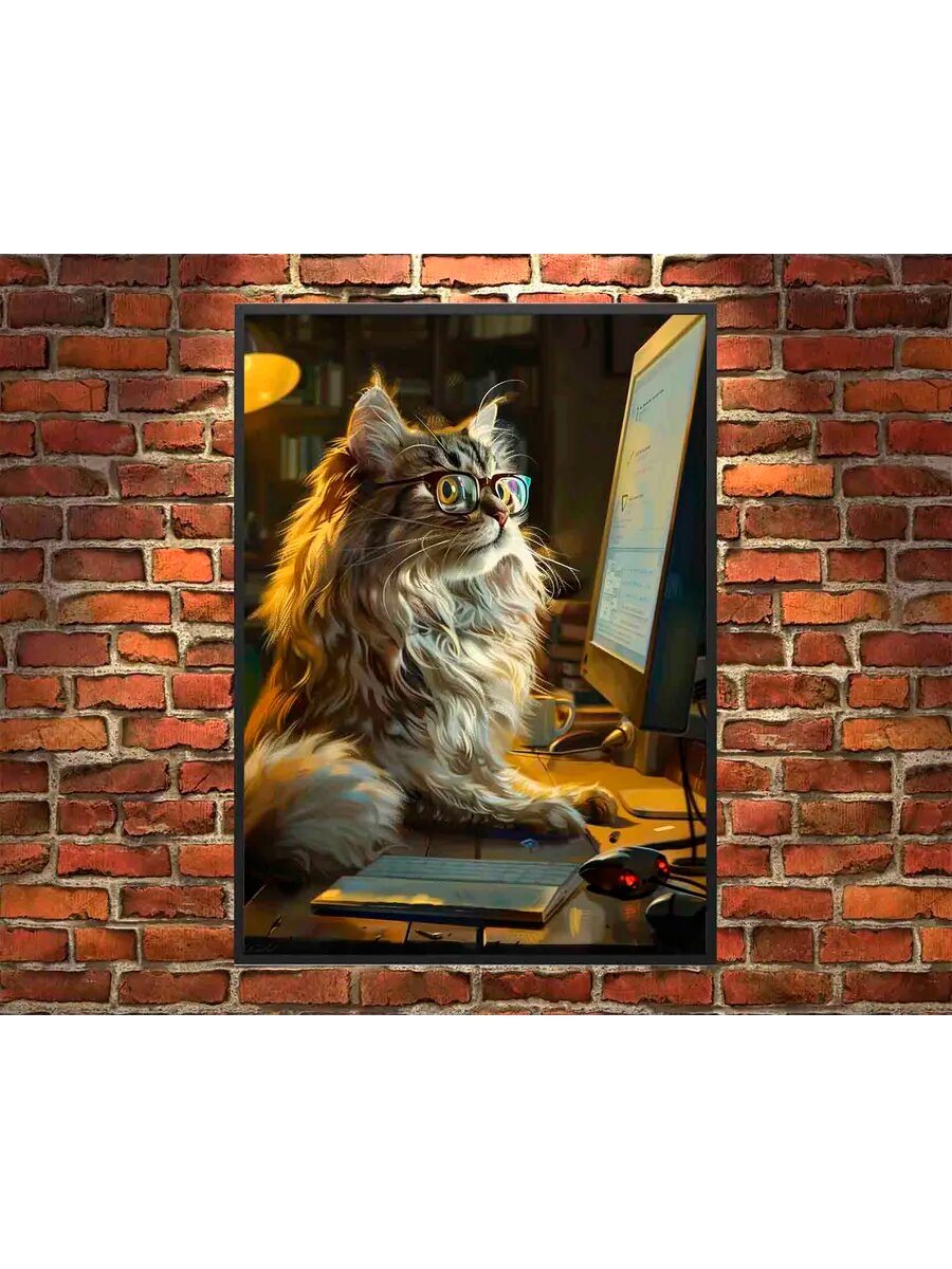 Американский программист Curl Cat 3, Плакат 30x42см