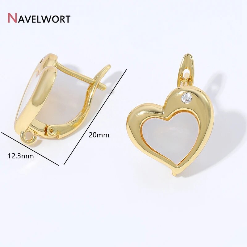 Крючки для сережек NAVELWORT латунь золото 18K с перламутром Желтый, 18K gold plated