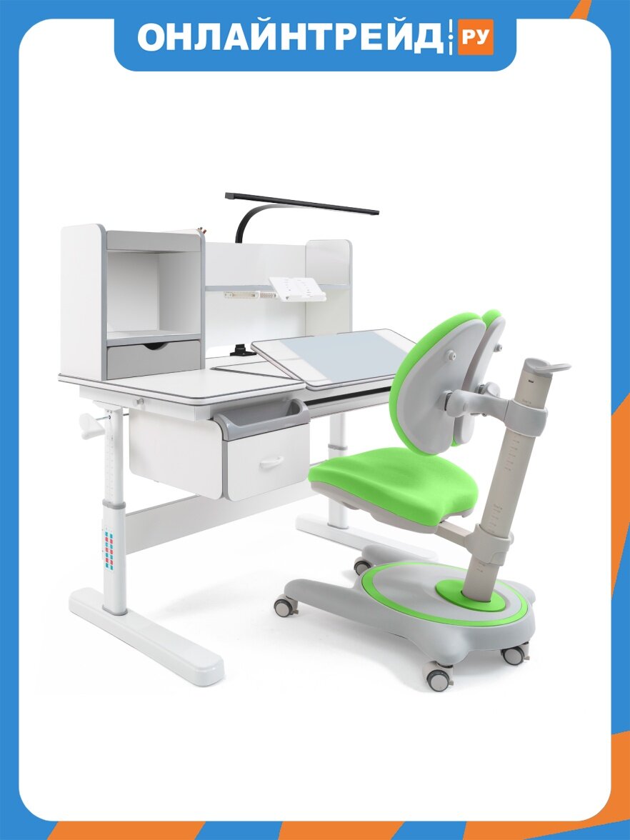 Комплект парта и кресло Ergokids Florida Multicolor EVO-52 G + Ortoback Duo Green Y-510 KZ