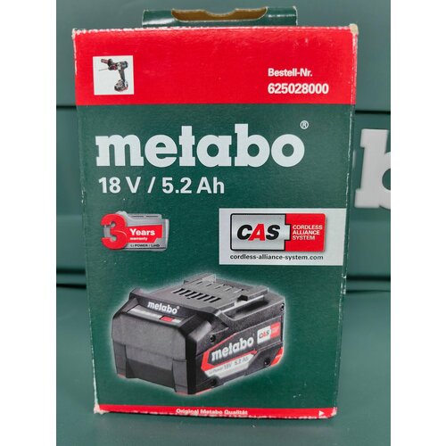 фото Аккумулятор metabo 18 b 5,2 ач li-power 625028000