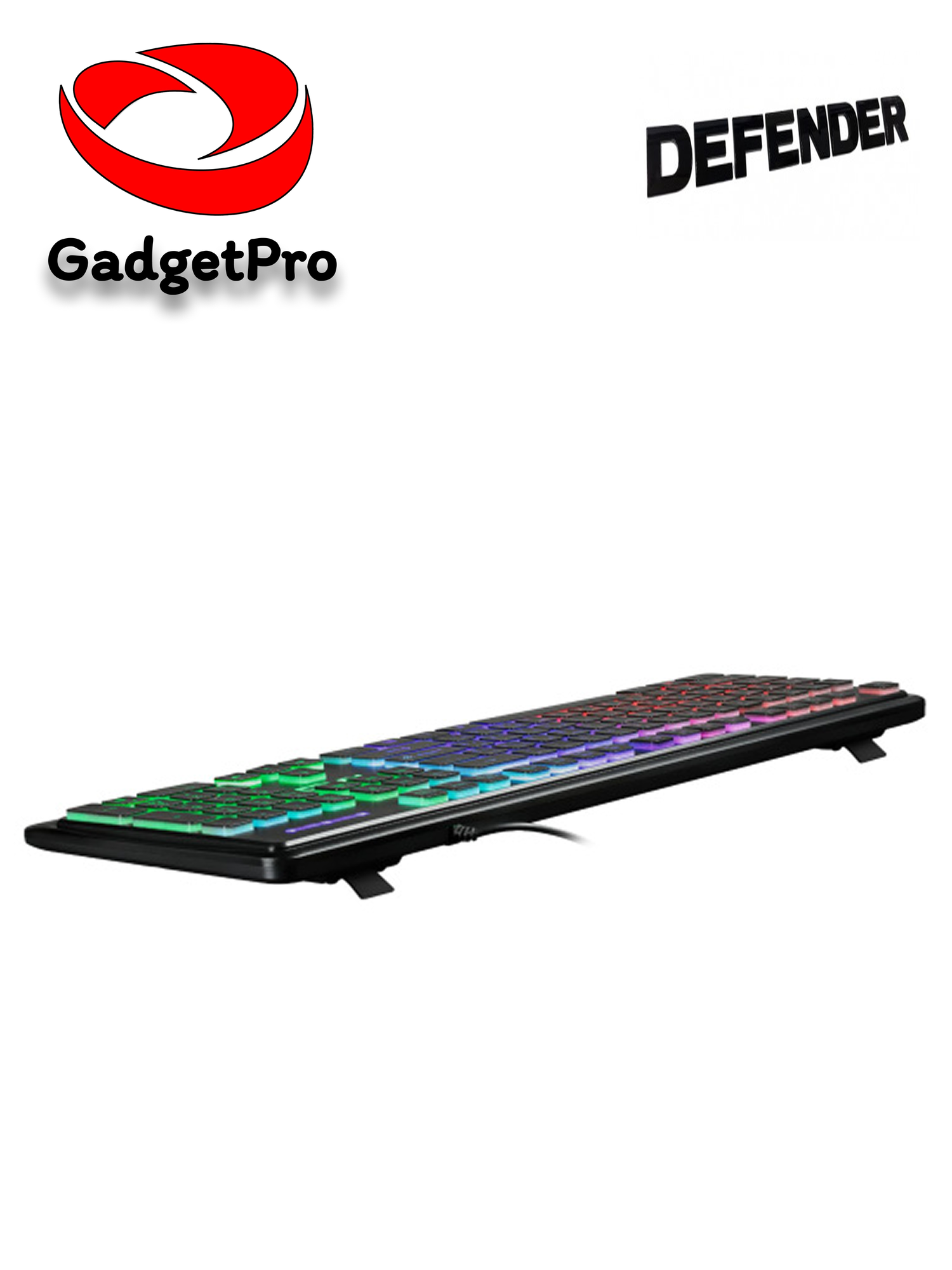Игровая клавиатура Defender Raid GK-778DL, мембранная, полноразмерная, 104 клавиши, USB, RGB Rainbow подсветка, черная — фото 1