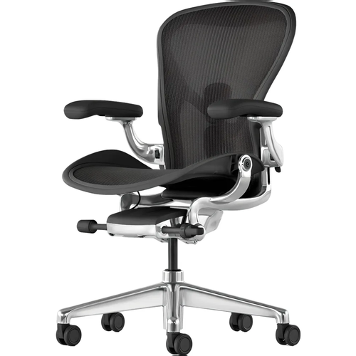 Кресло Herman Miller Aeron Onyx Polished Aluminum, размер C